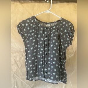 Girls Gray Floral Top